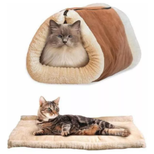 Alfombra y cama tubular para gatos
