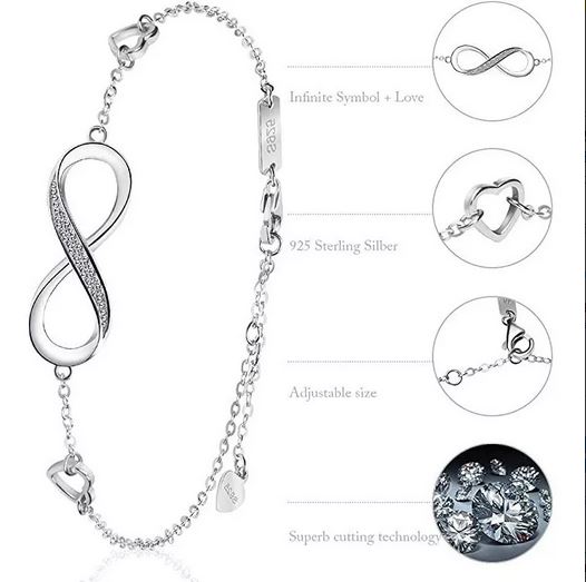 Pulsera Plata 925 Símbolo Amor Infinito - Imagen 4