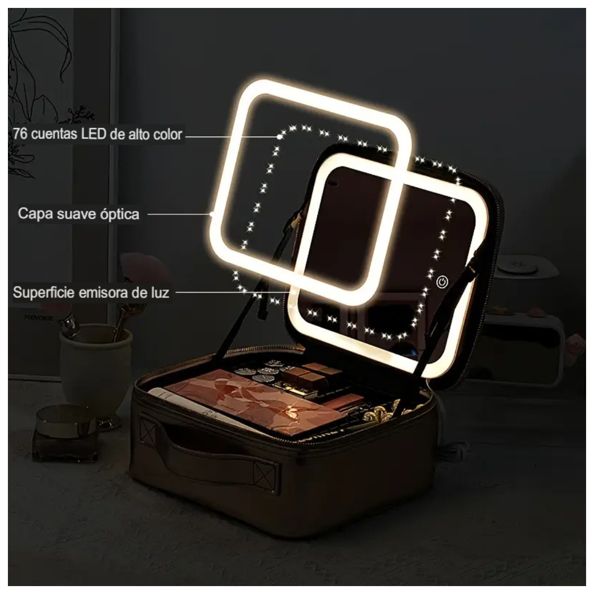 Estuche de Maquillaje + Espejo Luminoso - Imagen 3