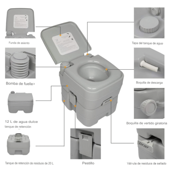 Inodoro Portátil Tanque con Capacidad - Imagen 4