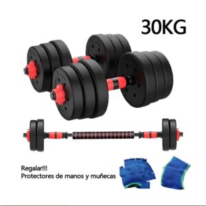 Set Mancuernas Y Barra Unibles 30kg Fitness
