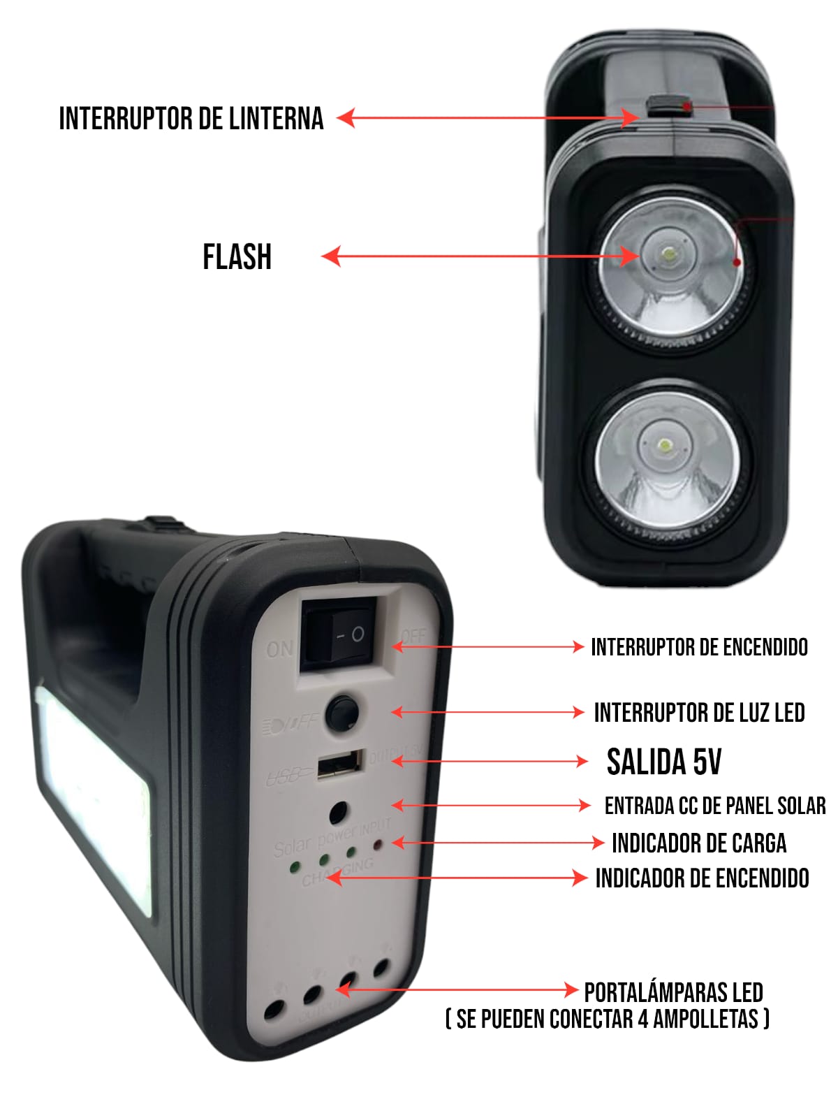 Kit Solar Emergencia Recargable Portátil - Imagen 2