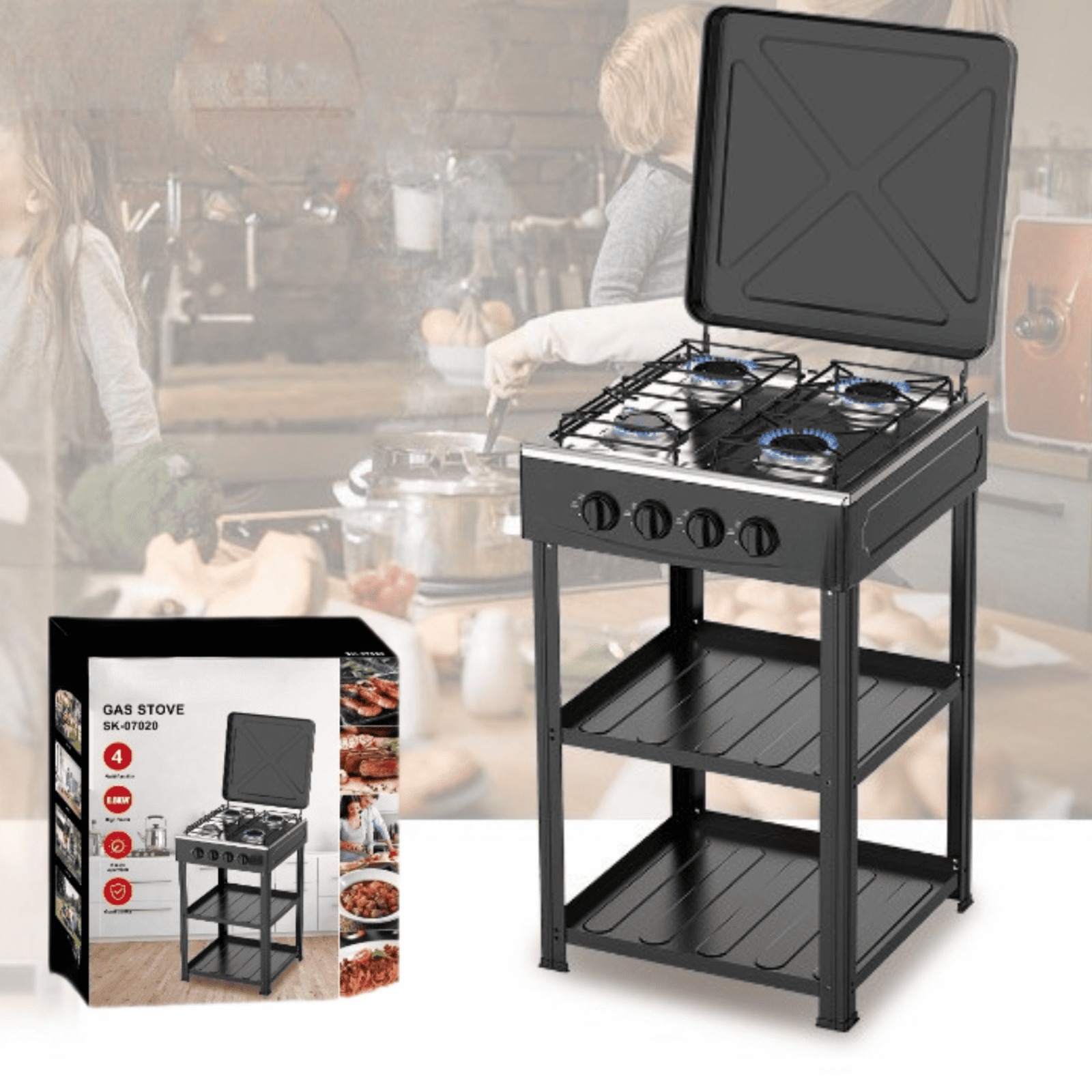 Cocinilla 4 Quemadores a Gas Con Patas - Imagen 4